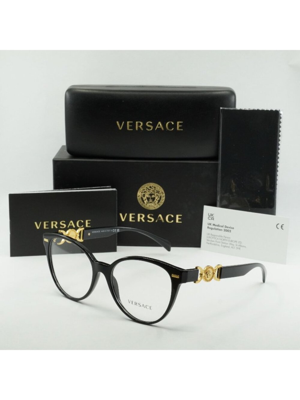 Versace VE3334 GB1 Cat Eye Eyeglasses – Black 55mm